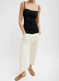 Tibi Stretch Light Weight Tech Knit Shirred Cami Black