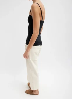 Tibi Stretch Light Weight Tech Knit Shirred Cami Black
