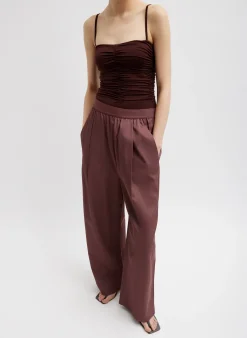 Sale Tibi Stretch Light Weight Tech Knit Shirred Cami Brown