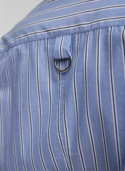 Best Tibi Striped Shirting Charlie Men's Slim Shirt Blue Multi