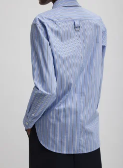 Best Tibi Striped Shirting Charlie Men's Slim Shirt Blue Multi