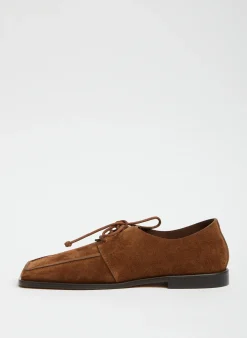 Discount Tibi Suede Brody Square Toe Loafer Hazelnut Brown