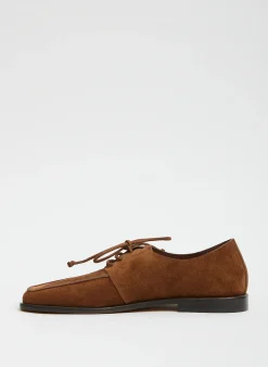 Discount Tibi Suede Brody Square Toe Loafer Hazelnut Brown