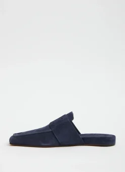 Tibi Suede Granger Slide Navy