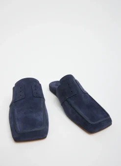 Tibi Suede Granger Slide Navy