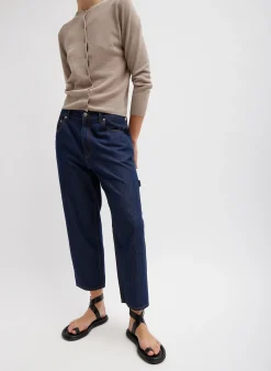 Best Tibi Summer Denim Cropped Slouchy Cargo Jean Indigo
