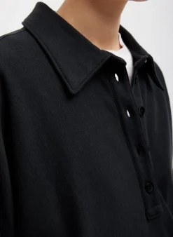 Outlet Tibi Summer Sweatshirting Polo Collar Sweatshirt Black