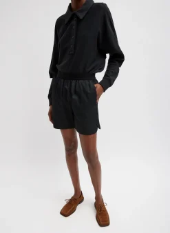 Outlet Tibi Summer Sweatshirting Polo Collar Sweatshirt Black