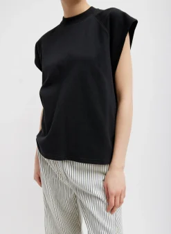 Clearance Tibi Summer Sweatshirting Sleeveless Easy Top Black