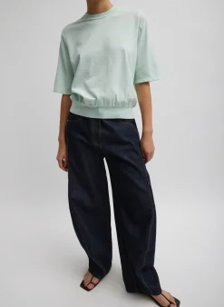 Tibi Super Fine Gauge Perfect Short Sleeve Men's Pullover Pale Mint