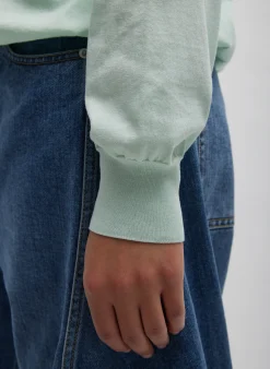 Clearance Tibi Super Fine Gauge Perfect Men's Pullover Pale Mint
