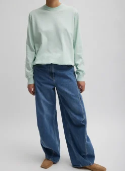 Clearance Tibi Super Fine Gauge Perfect Men's Pullover Pale Mint