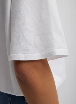 Clearance Tibi Super Fine Gauge Perfect Short Sleeve Men's Pullover White