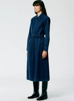 Online Tibi Tencel Cotton Pull On Full Skirt Blue