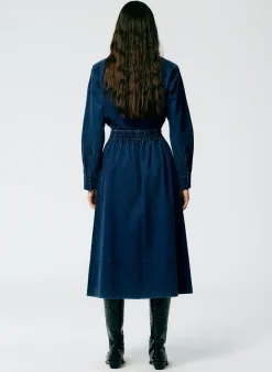 Online Tibi Tencel Cotton Pull On Full Skirt Blue