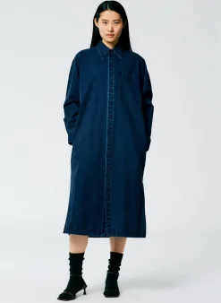 Tibi Tencel Cotton Shirtdress Blue