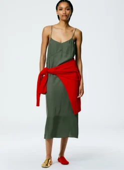 Discount Tibi The Slip Dress Grey Pine