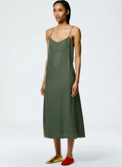 Discount Tibi The Slip Dress Grey Pine
