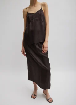 Online Tibi The Slip Skirt Brown