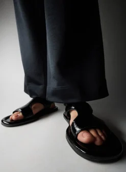 New Tibi Tom Naplack Sandal Black