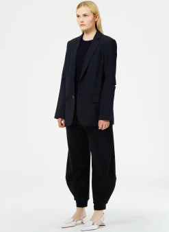 Clearance Tibi Tropical Wool Cutout Sleeve Marlon Blazer Navy