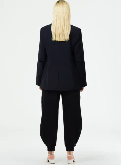 Clearance Tibi Tropical Wool Cutout Sleeve Marlon Blazer Navy