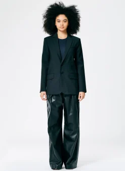 Hot Tibi Tropical Wool Cutout Sleeve Marlon Blazer Black