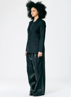 Hot Tibi Tropical Wool Cutout Sleeve Marlon Blazer Black