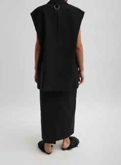 Discount Tibi Tropical Wool Liam Vest Black