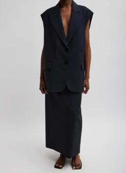 Sale Tibi Tropical Wool Liam Vest Navy