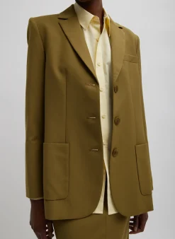 New Tibi Tropical Wool Max Blazer Dark Hazel