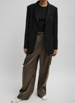 Online Tibi Tropical Wool Max Blazer Black