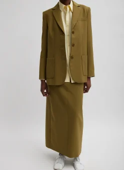 New Tibi Tropical Wool Maxi Trouser Skirt Dark Hazel