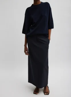 Best Tibi Tropical Wool Maxi Trouser Skirt Navy