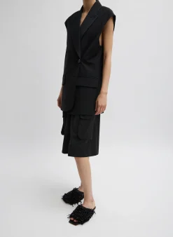 Discount Tibi Tropical Wool Relaxed Cargo Short Black