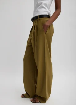 Tibi Tropical Wool Stella Pant Dark Hazel