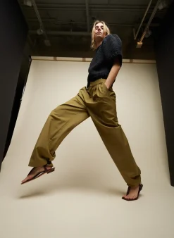 Tibi Tropical Wool Stella Pant Dark Hazel