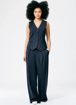 Clearance Tibi Tropical Wool Vest Navy