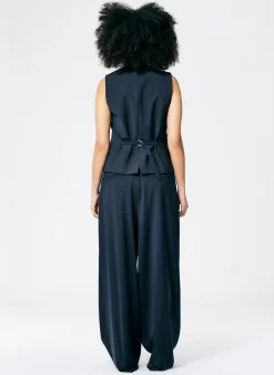 Clearance Tibi Tropical Wool Vest Navy