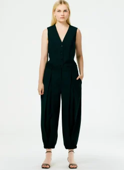 Outlet Tibi Tropical Wool Vest Black
