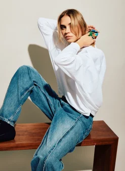 Online Tibi T-Shirt Circular Top White