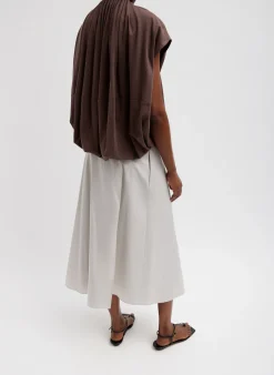 Online Tibi T-Shirting Shirred Neck Circular Top Cacao