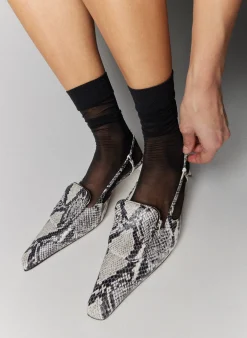 Discount Tibi Victor Embossed Snake Slingback Grey Embossed Snake