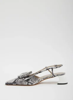 Discount Tibi Victor Embossed Snake Slingback Grey Embossed Snake