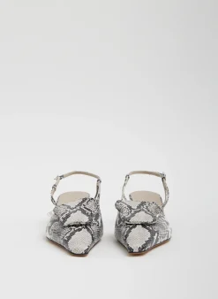 Discount Tibi Victor Embossed Snake Slingback Grey Embossed Snake