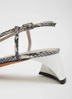 Discount Tibi Victor Embossed Snake Slingback Grey Embossed Snake