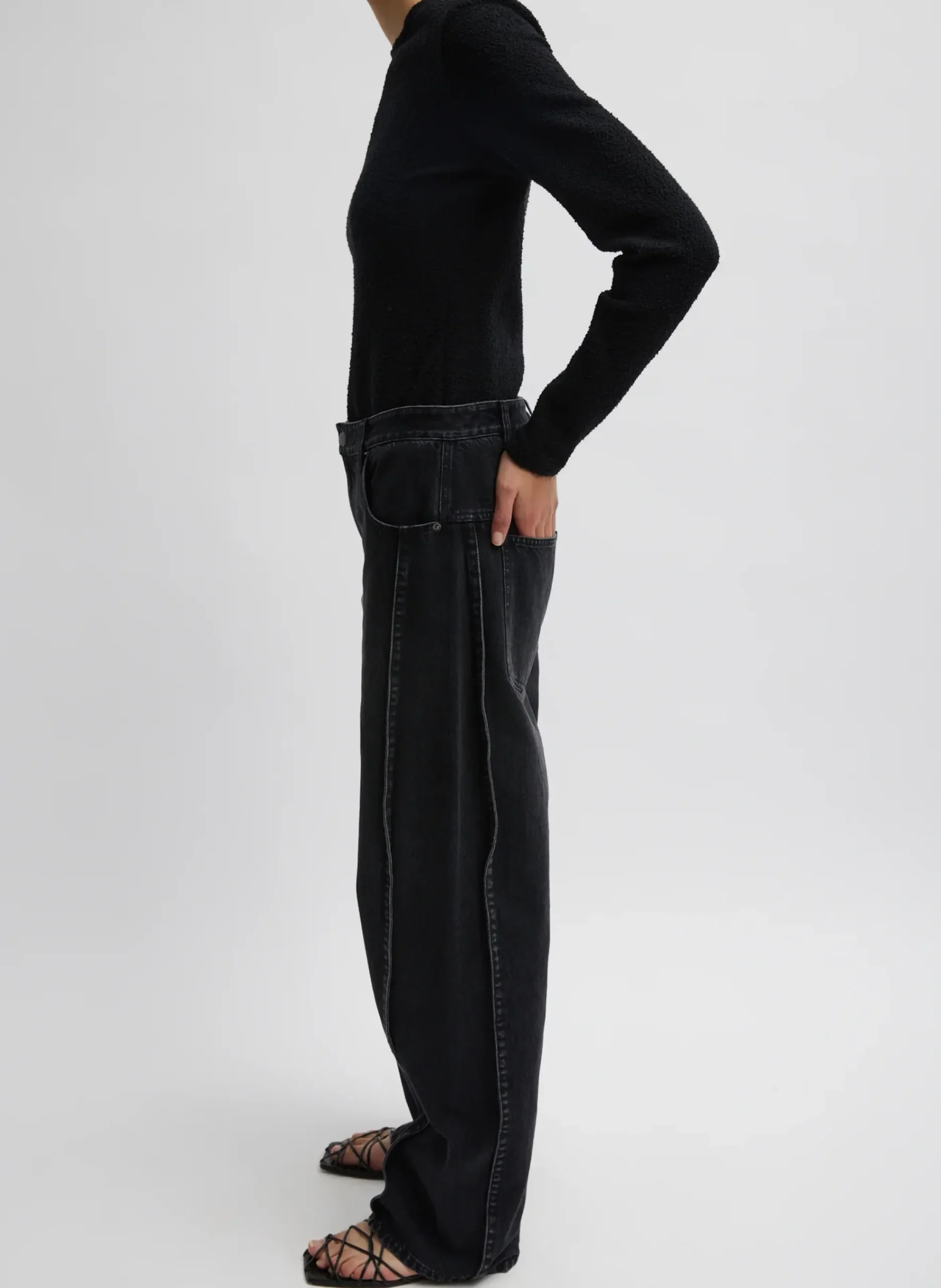 Hot Tibi Denim Tuck Jean Vintage Black