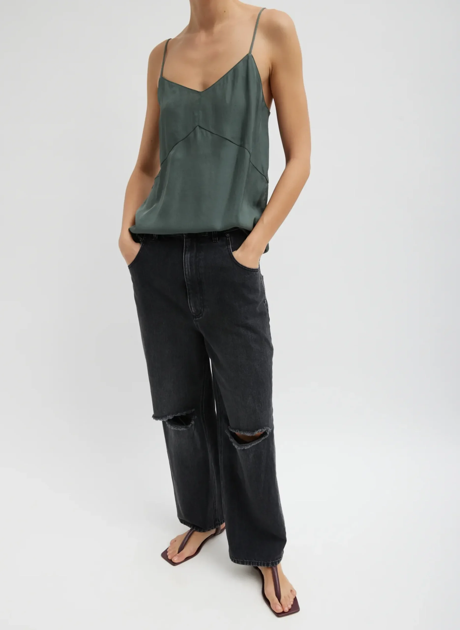 New Tibi Vintage Wash Black Denim Ryder Jean Vintage Black
