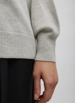 Discount Tibi Washable Cashmere Crewneck Sweater Light Heather Grey