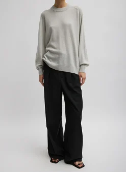 Discount Tibi Washable Cashmere Crewneck Sweater Light Heather Grey